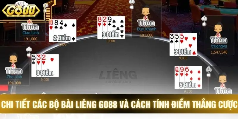 Chi tiết các bộ bài liêng Go88 và cách tính điểm thắng cược